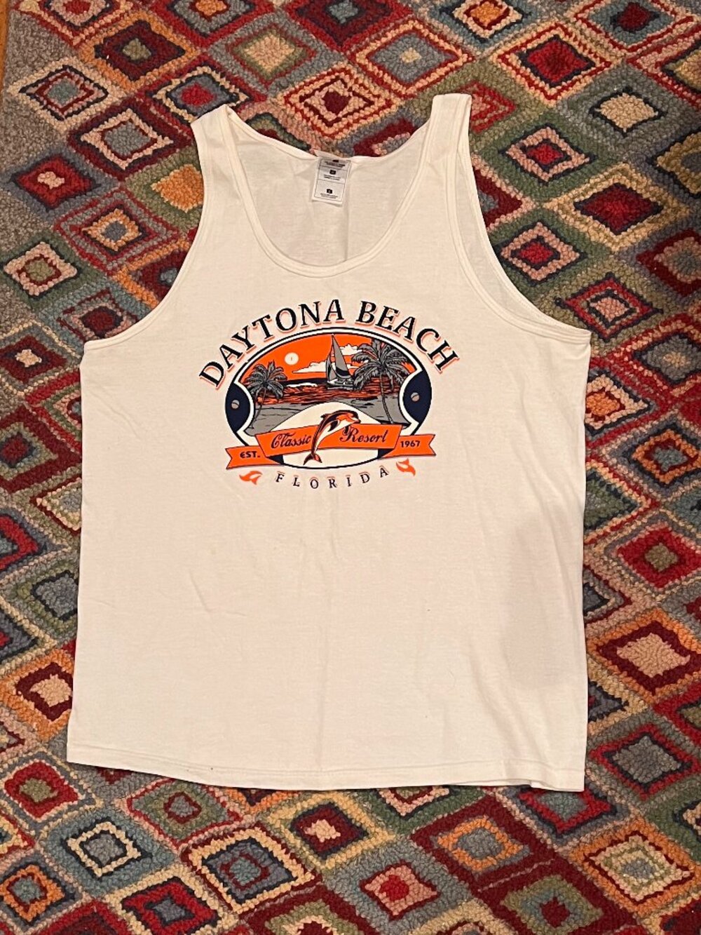 Vintage Daytona Beach Florida Tank Top Fruit of the Loom Heavy Cotton Size L
